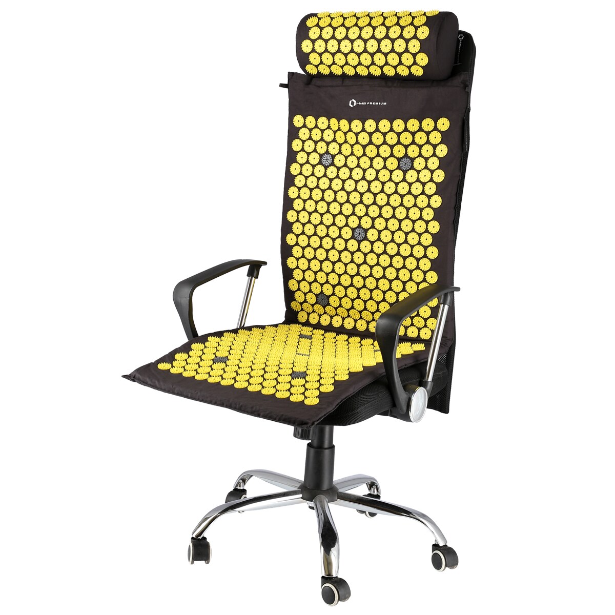 Saltea pentru acupunctură cu pernă HMS Premium AKM01 - Black/Yellow