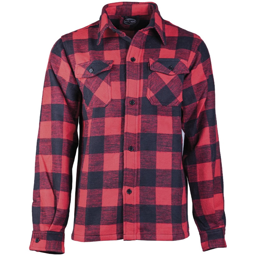 Cămașă Mil-Tec Flannel Shirt Longsleeve - Black/Red