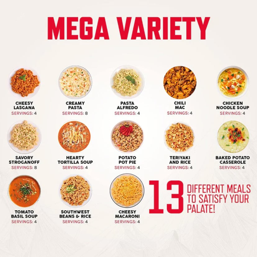 Alimente liofilizate ReadyWise pachet alimentar - 60 de porții de prânz