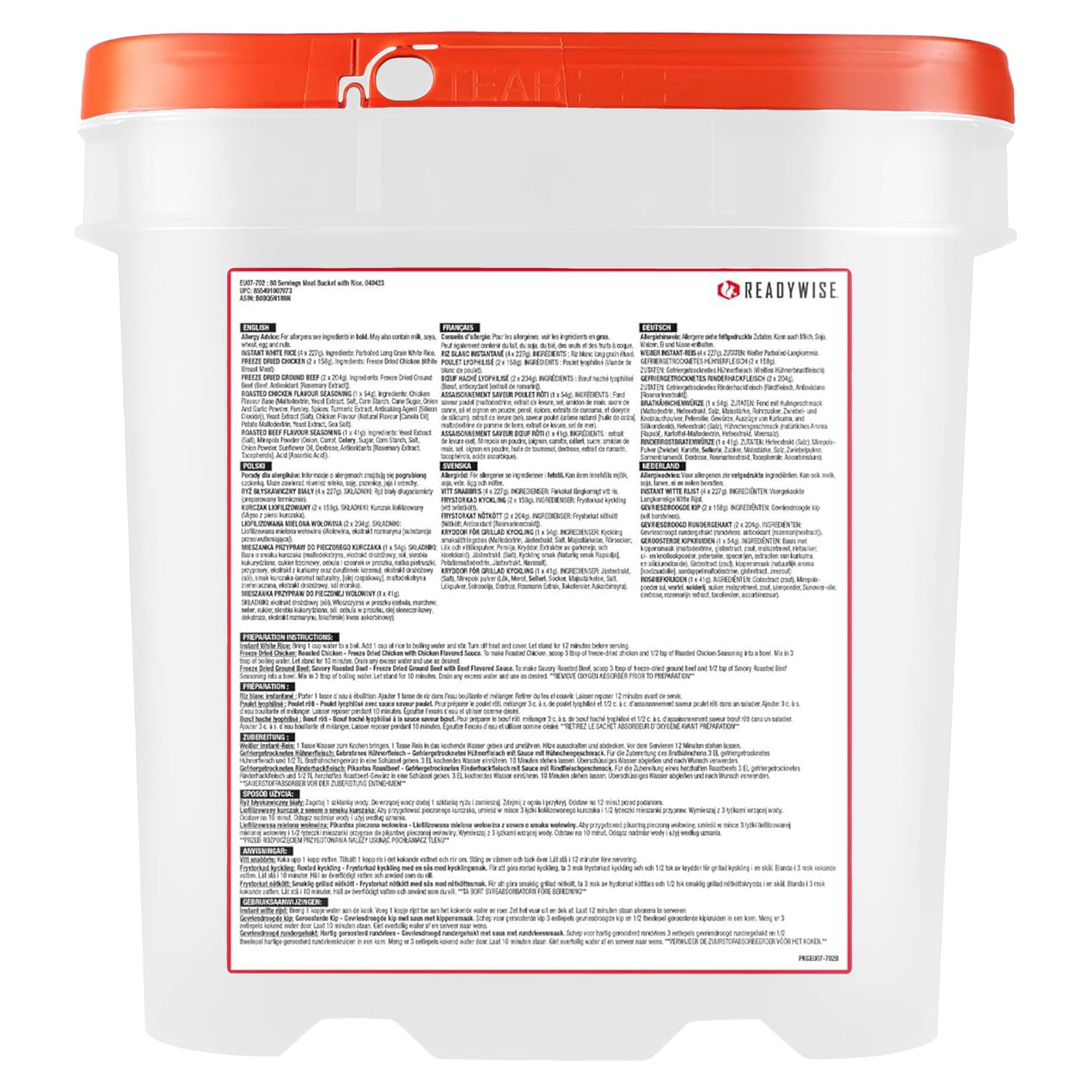 Alimente liofilizate ReadyWise pachet alimentar - 80 de porții de carne cu orez