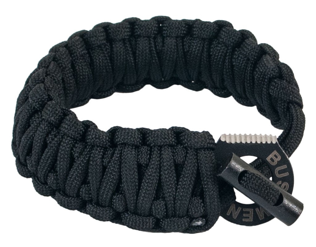 Brățară Bushmen Paracord cu cremene și amnar 6 m - Black