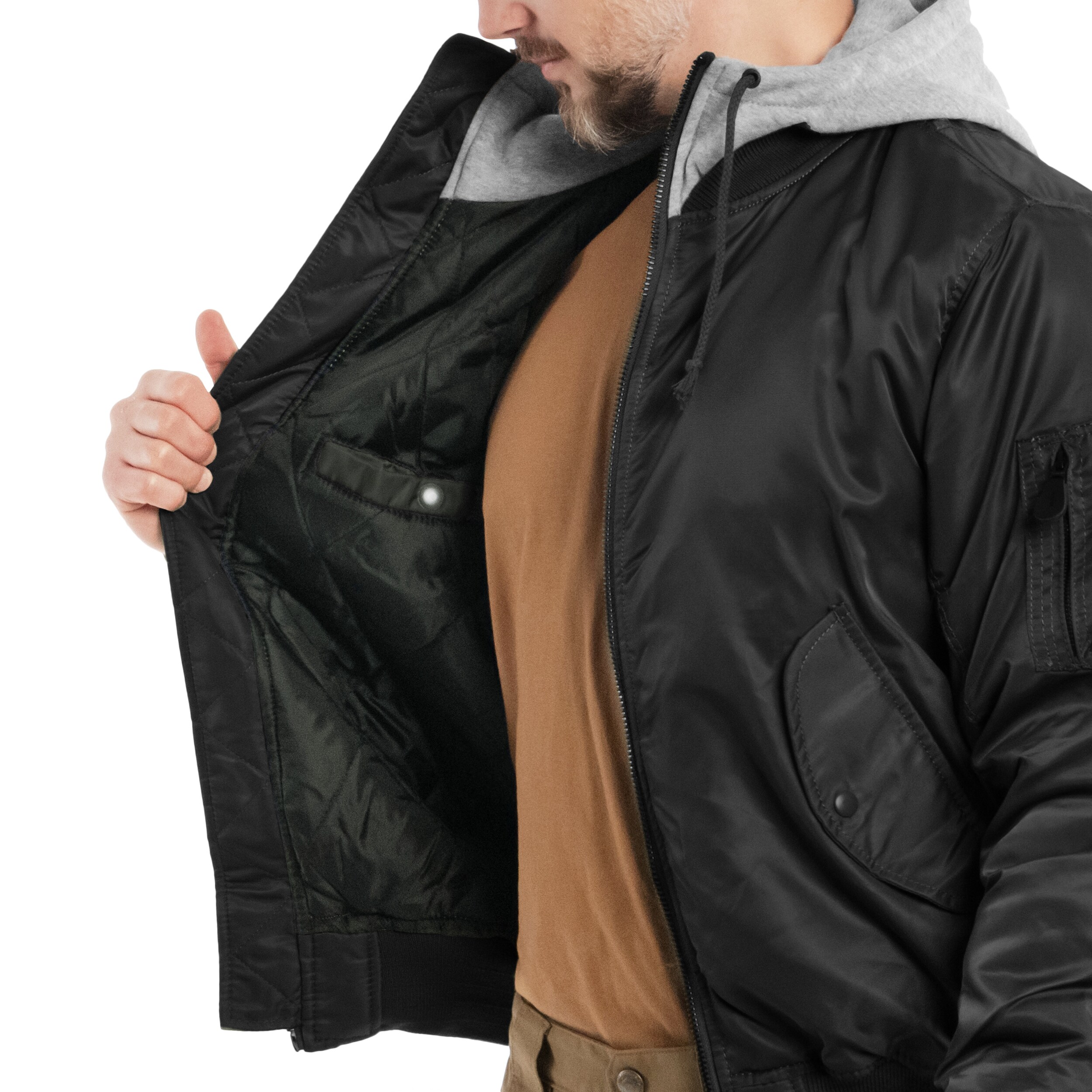 Geacă Brandit MA1 Sweat Hooded Jacket - Black/Grey