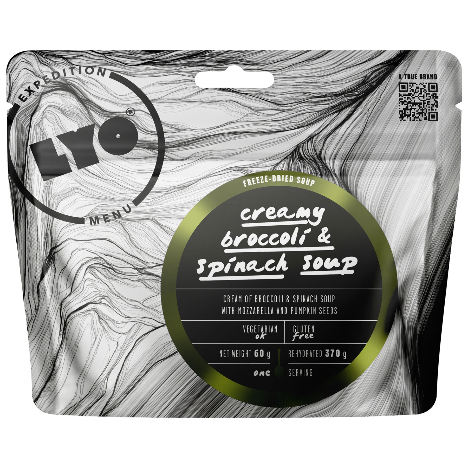 Alimente liofilizate LYOFOOD Supă - cremă de broccoli și spanac cu mozzarella și semințe de dovleac 370g