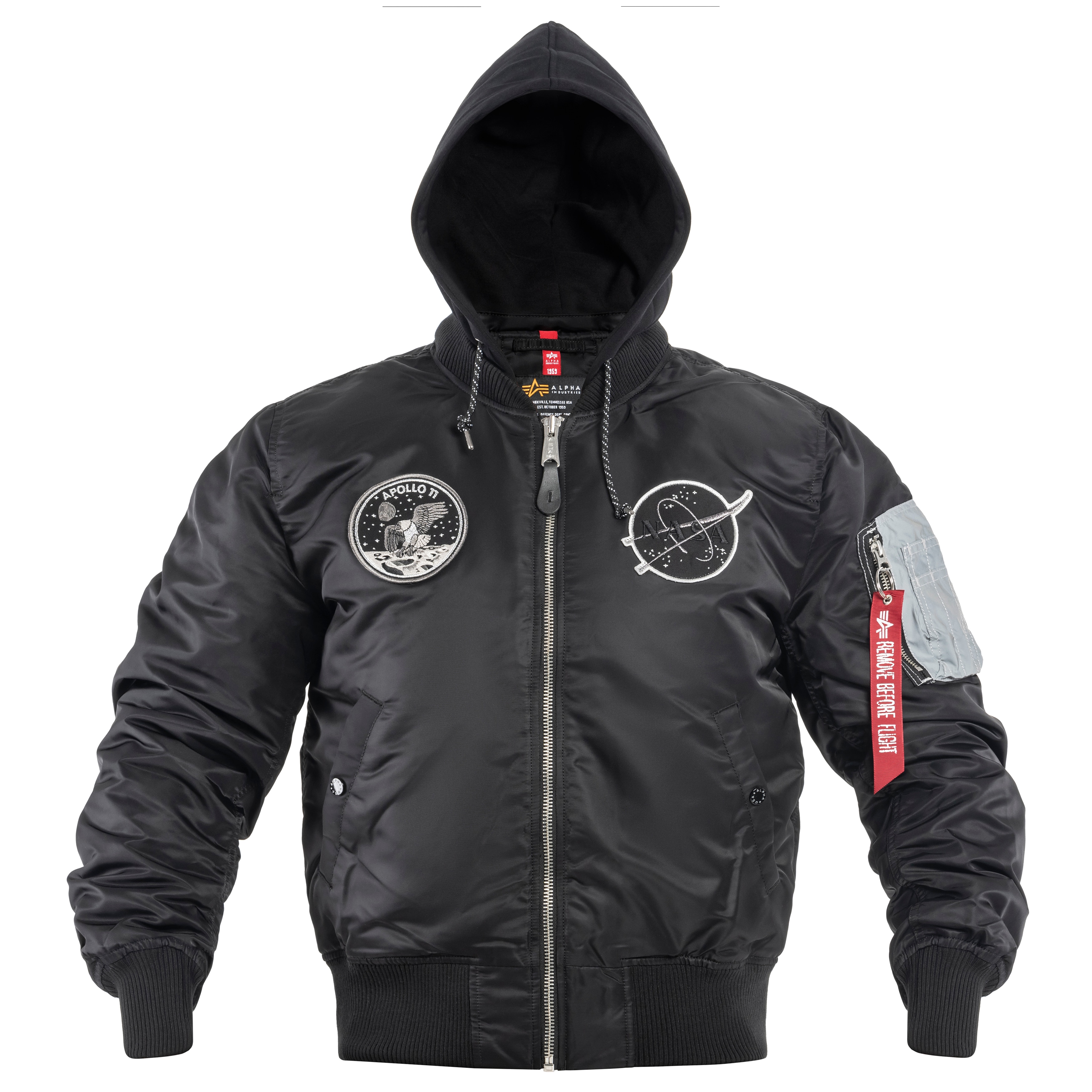Geacă Alpha Industries MA-1 VF Hood Dark Side - Black/Reflective