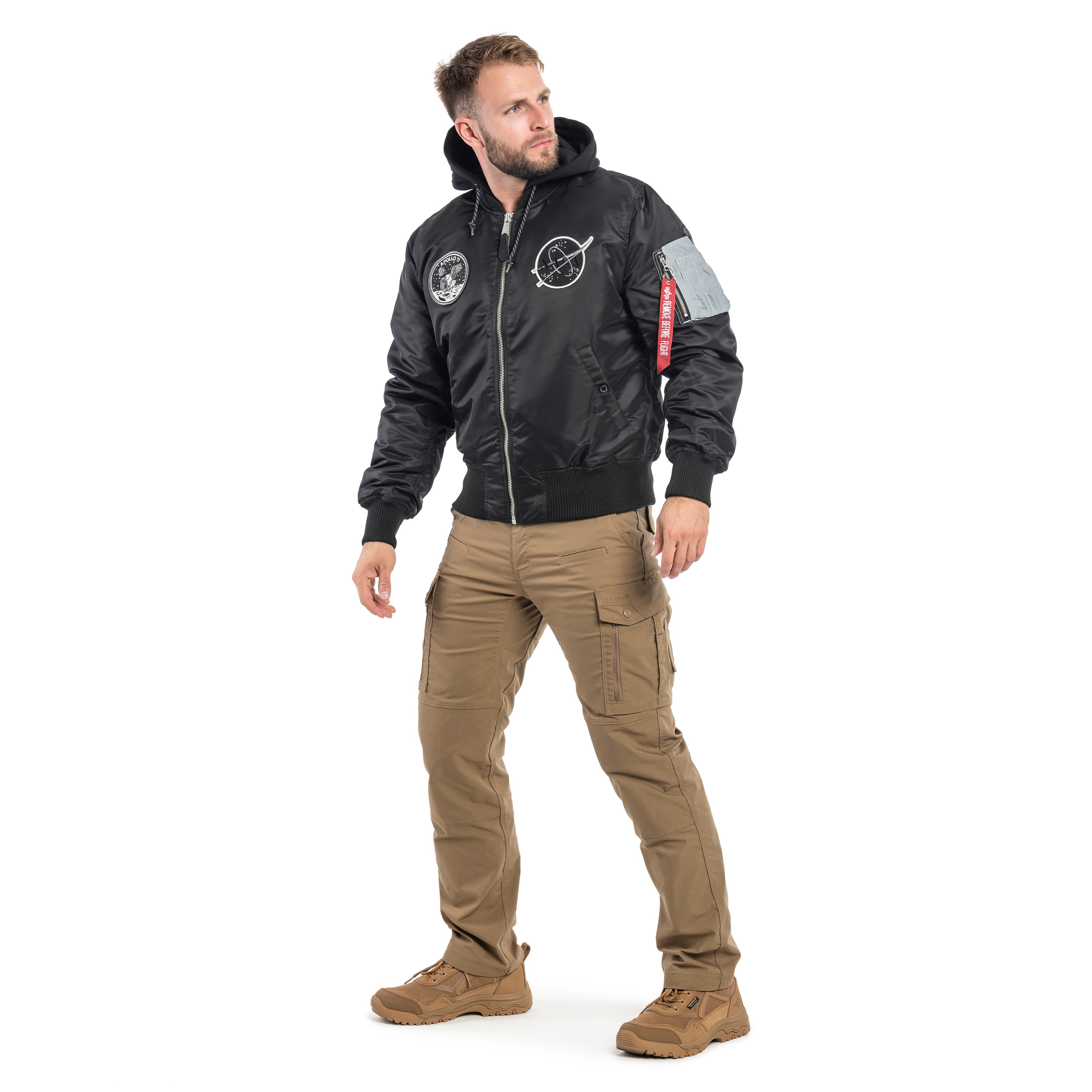 Geacă Alpha Industries MA-1 VF Hood Dark Side - Black/Reflective