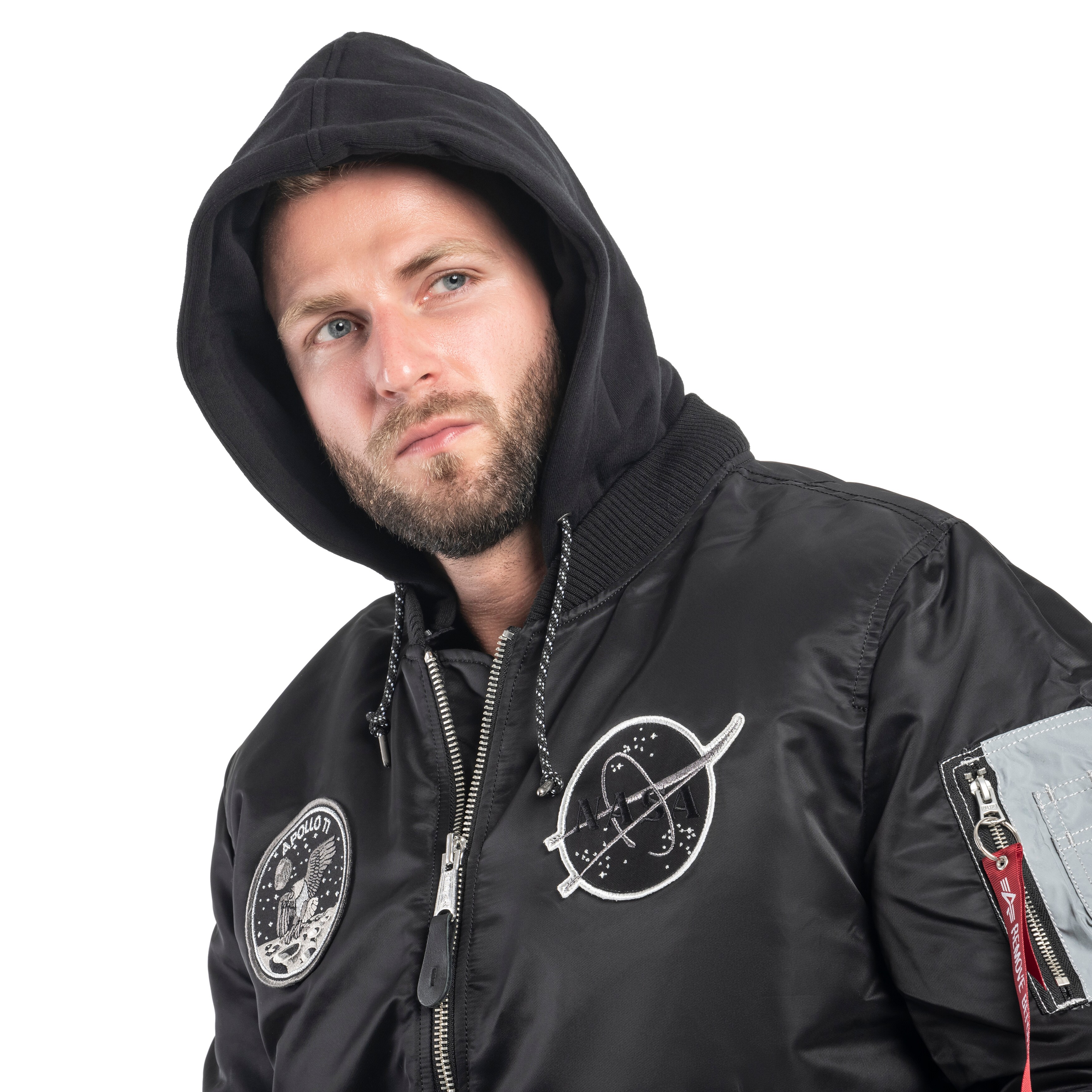 Geacă Alpha Industries MA-1 VF Hood Dark Side - Black/Reflective