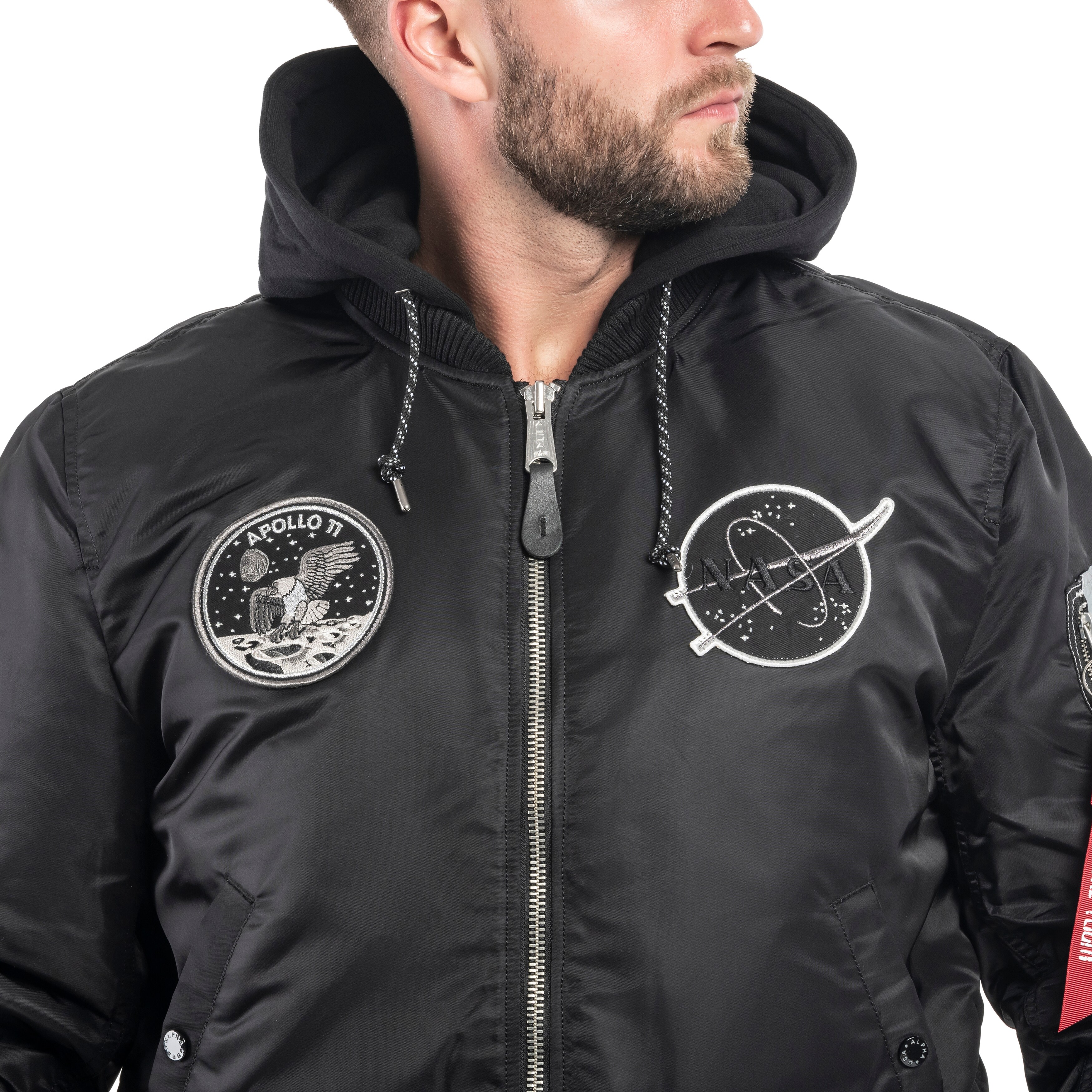 Geacă Alpha Industries MA-1 VF Hood Dark Side - Black/Reflective