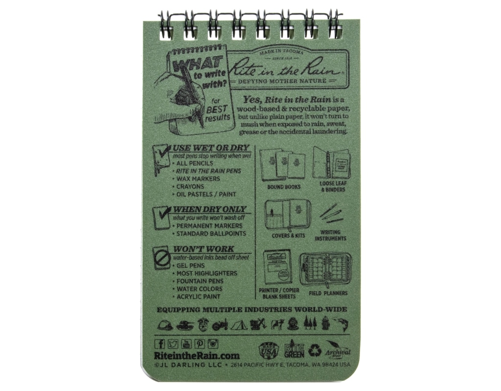 Carnet impermeabil Rite in the Rain 3x5