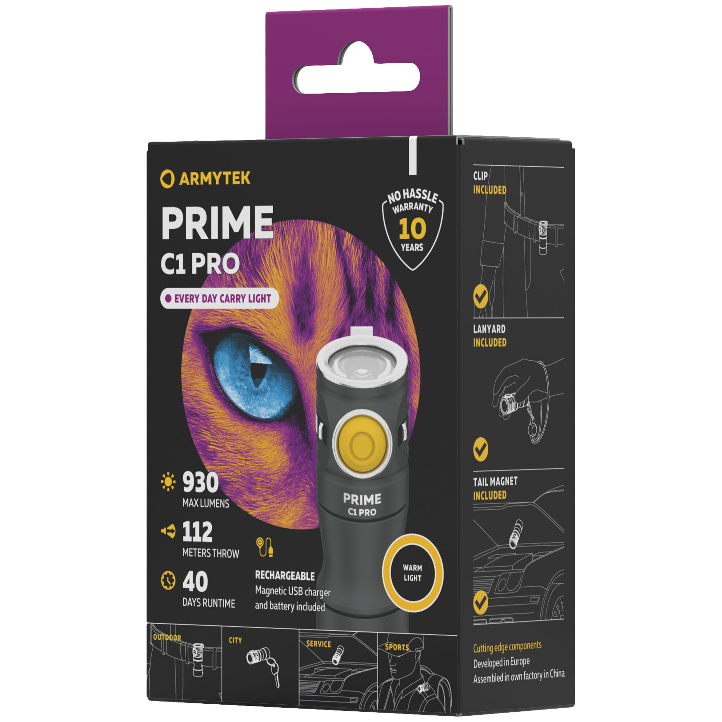 Lanternă Armytek Prime C1 Pro Magnet USB Warm - 930 lumeni