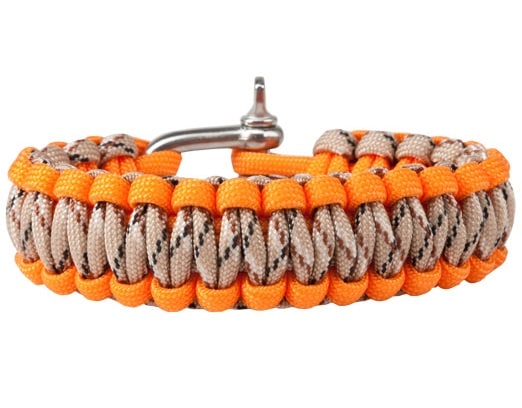 Brățară Paracord BCB 9 inch cu sistem de închidere tip pin lock dublu - Orange/Tan