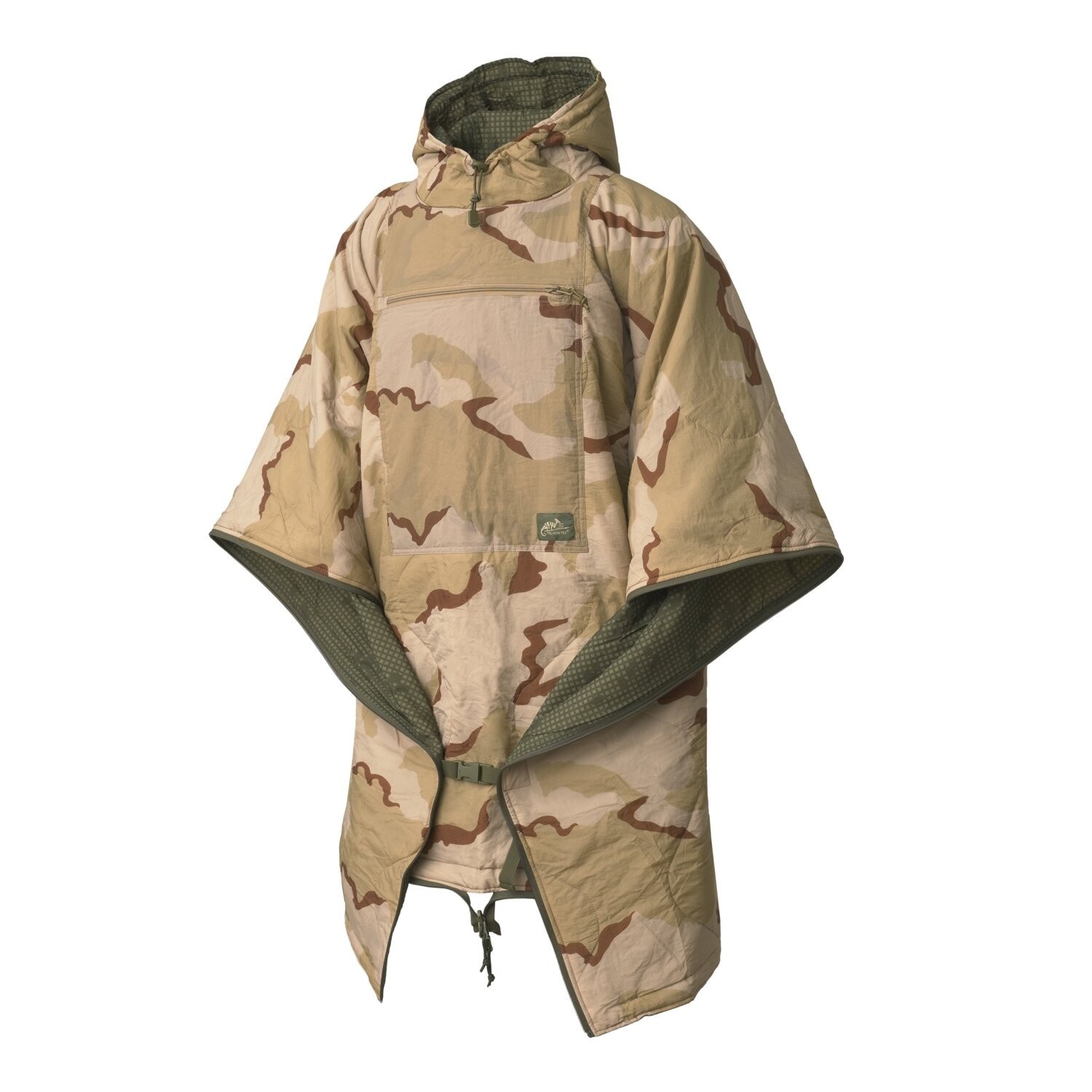 Poncho reversibil Helikon-Tex Swagman Roll cu funcție de sac de dormit – Desert Night Camo / US Desert