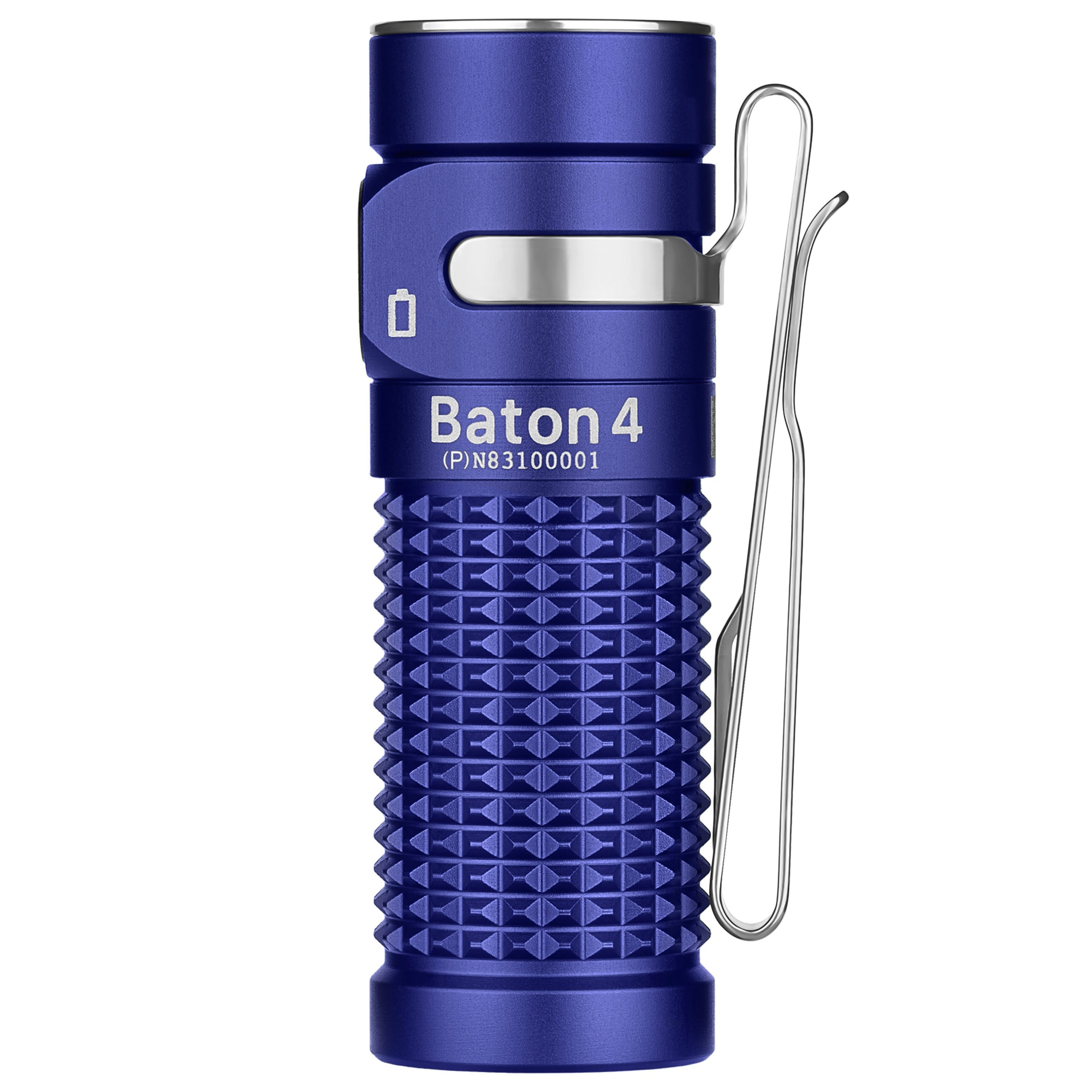 Lanternă Olight Baton 4 Premium Edition Regal Blue - 1300 lumeni cu carcasă de încărcare fără fir