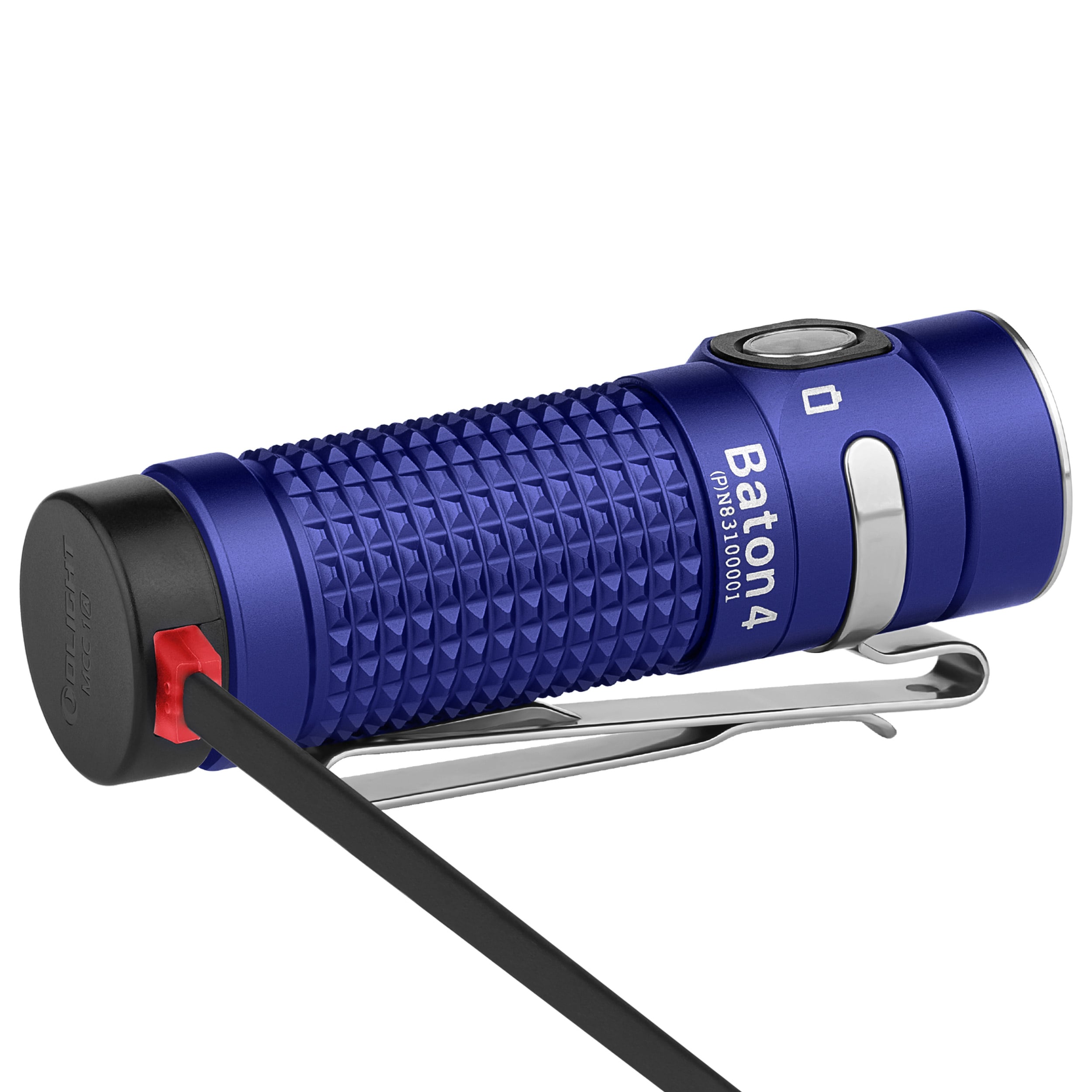 Lanternă Olight Baton 4 Premium Edition Regal Blue - 1300 lumeni cu carcasă de încărcare fără fir