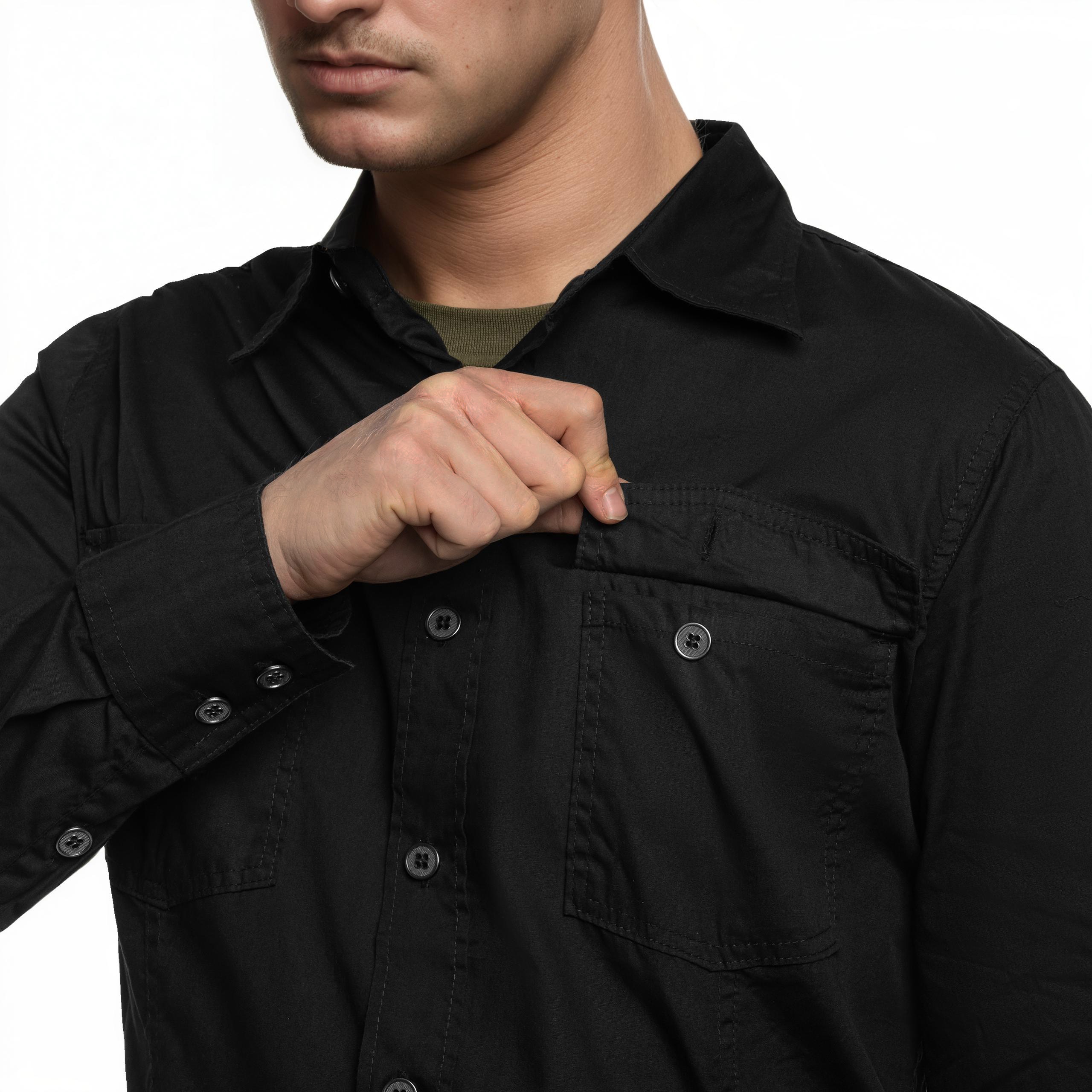 Cămașă Brandit Slim Fit Long Sleeve - Black