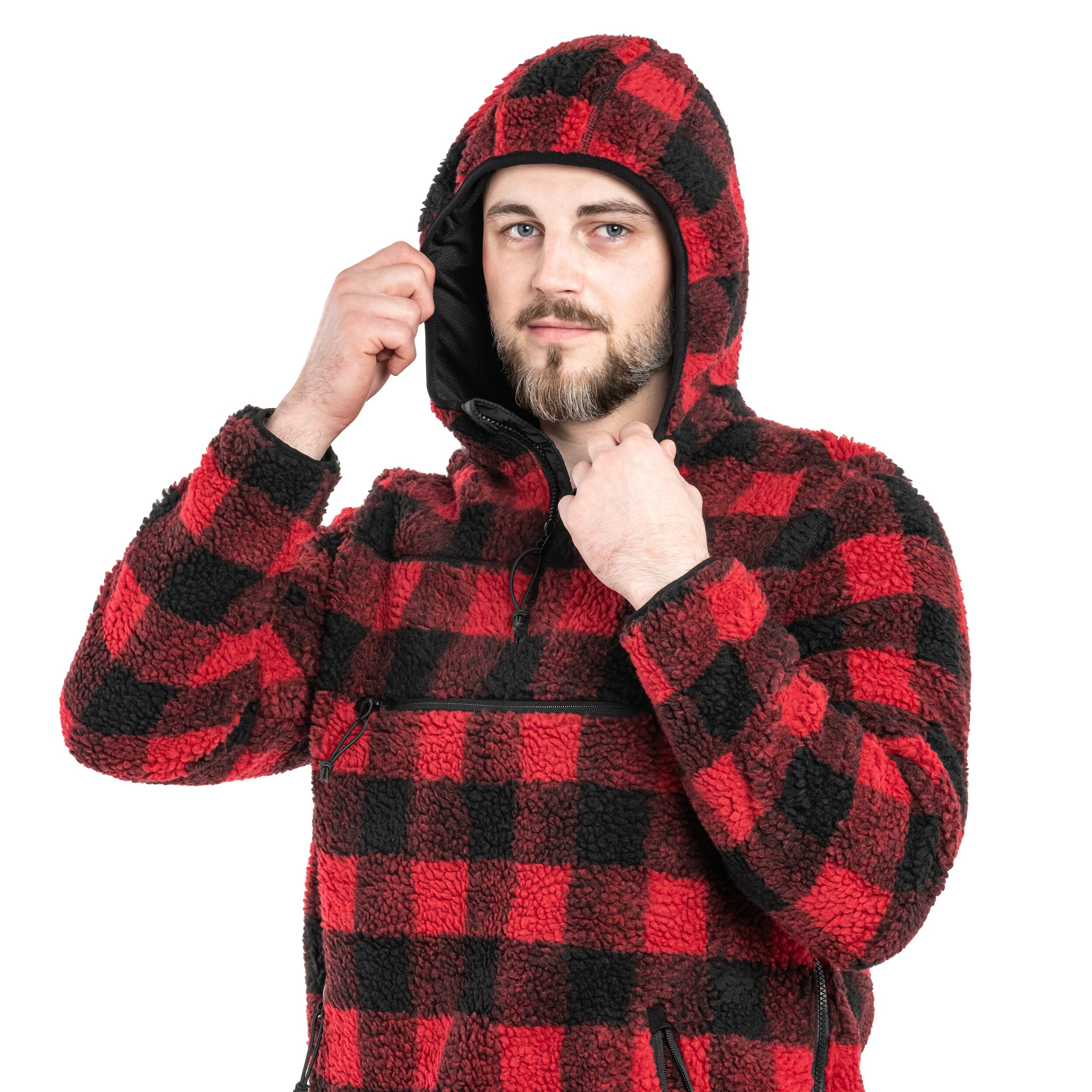 Bluză Brandit Teddyfleece Worker Pullover - Red/Black