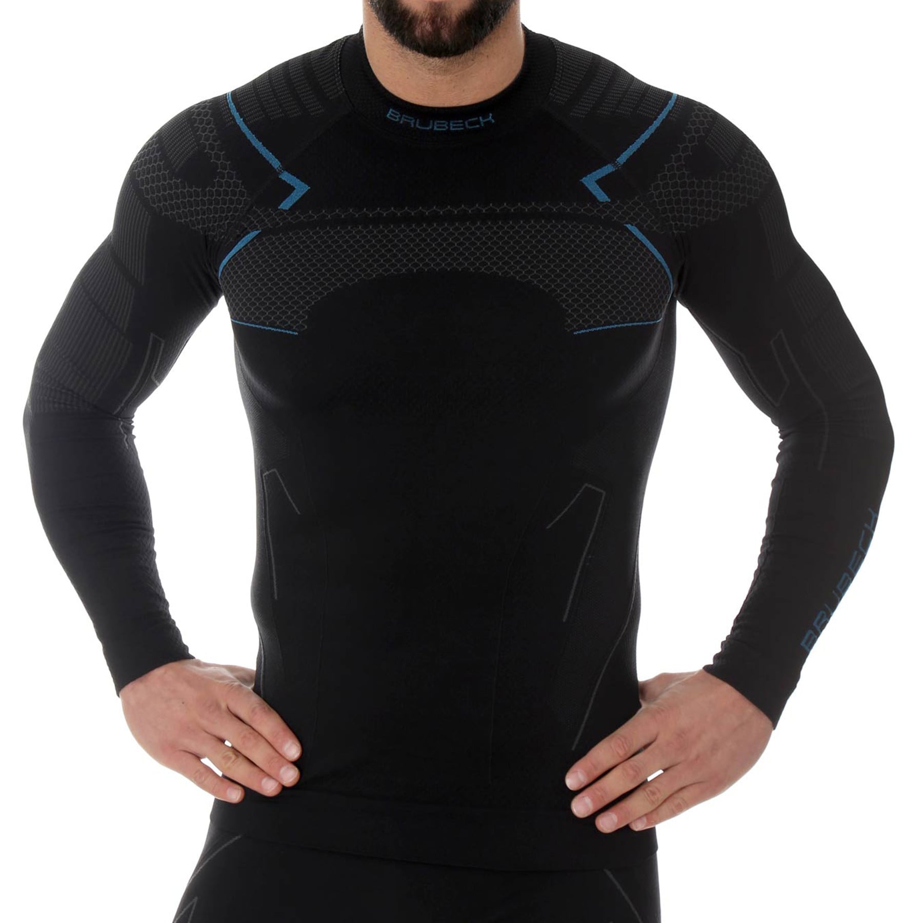 Tricou termoactiv Brubeck Thermo Long Sleeve - Negru/Albastru