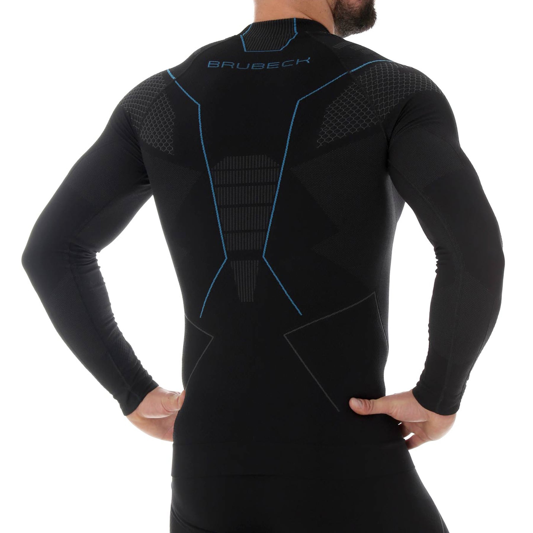 Tricou termoactiv Brubeck Thermo Long Sleeve - Negru/Albastru