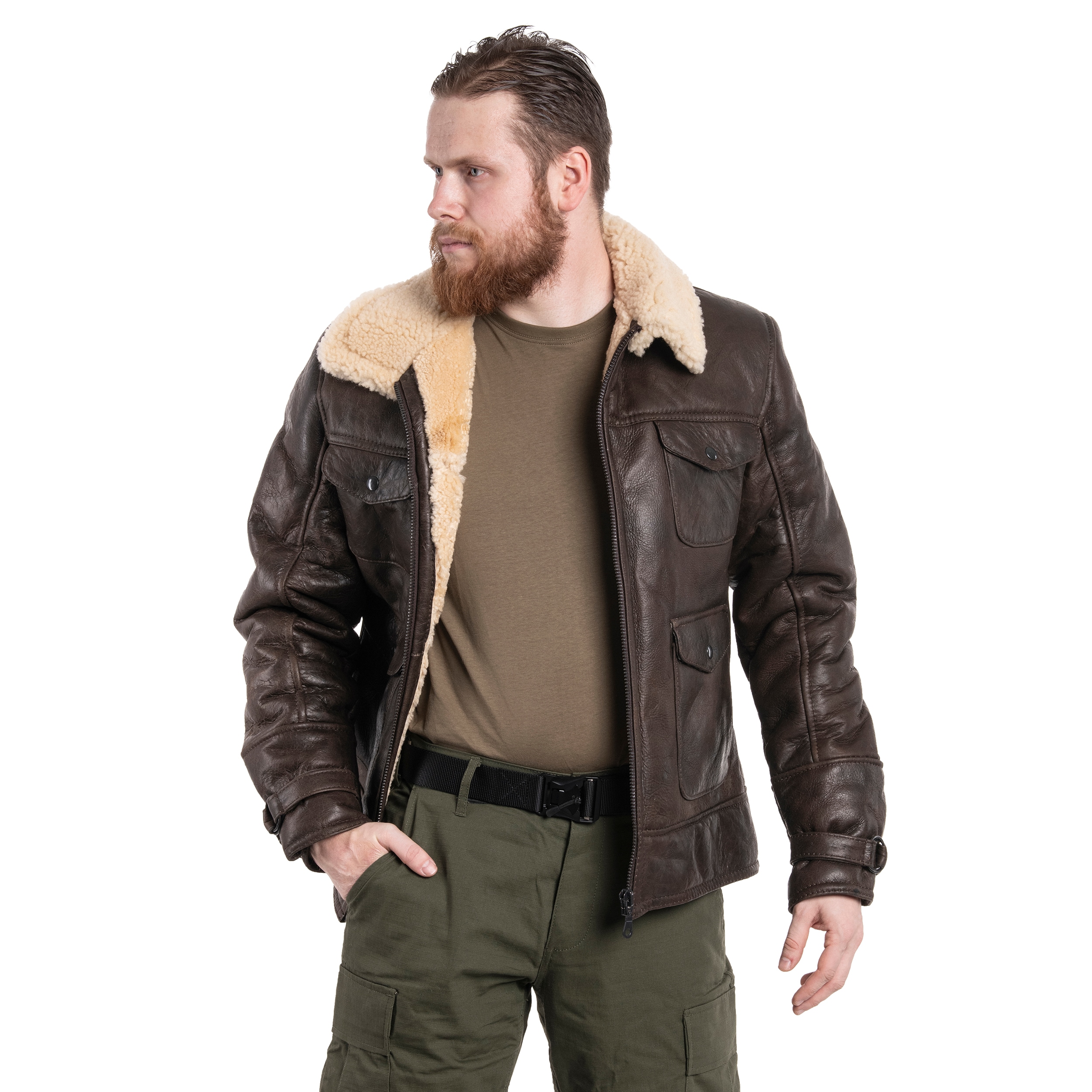 Geacă de piele Mil-Tec US Navy A4 Sheepskin - Brown