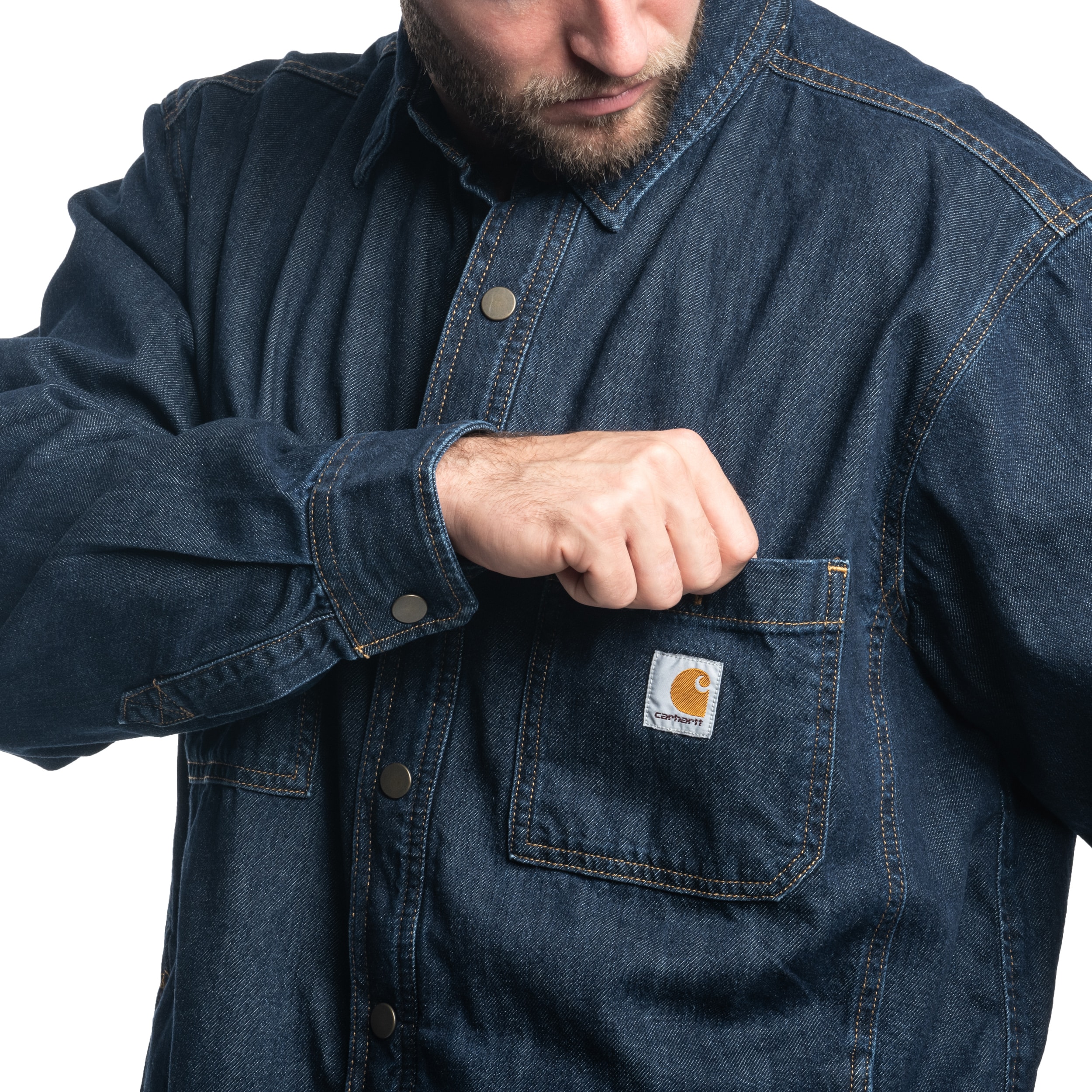 Cămașă Carhartt Relaxed Denim Glacier Fleece Lined - Navy Blue