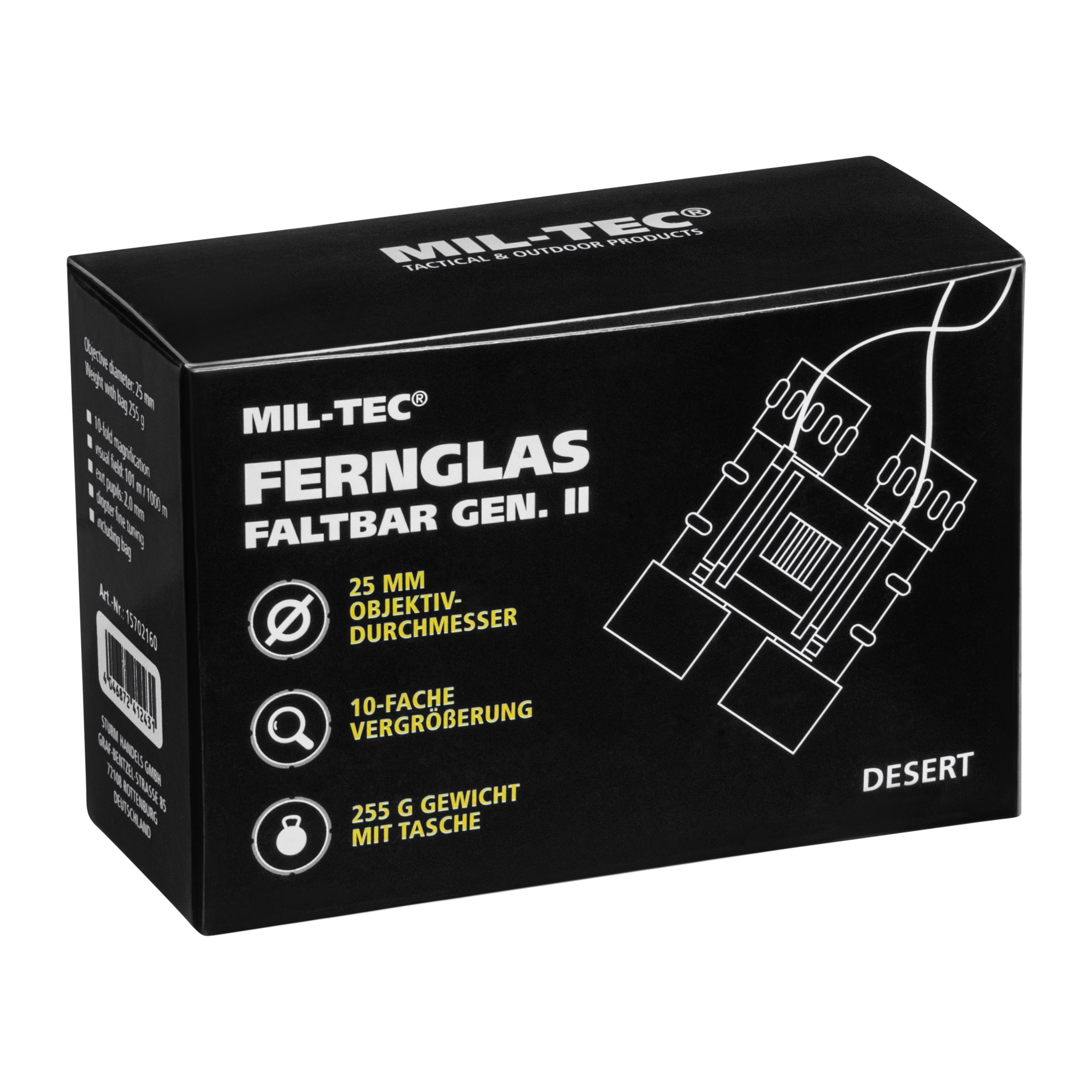 Binoclu compact Mil-Tec 10x25 Gen II - Desert