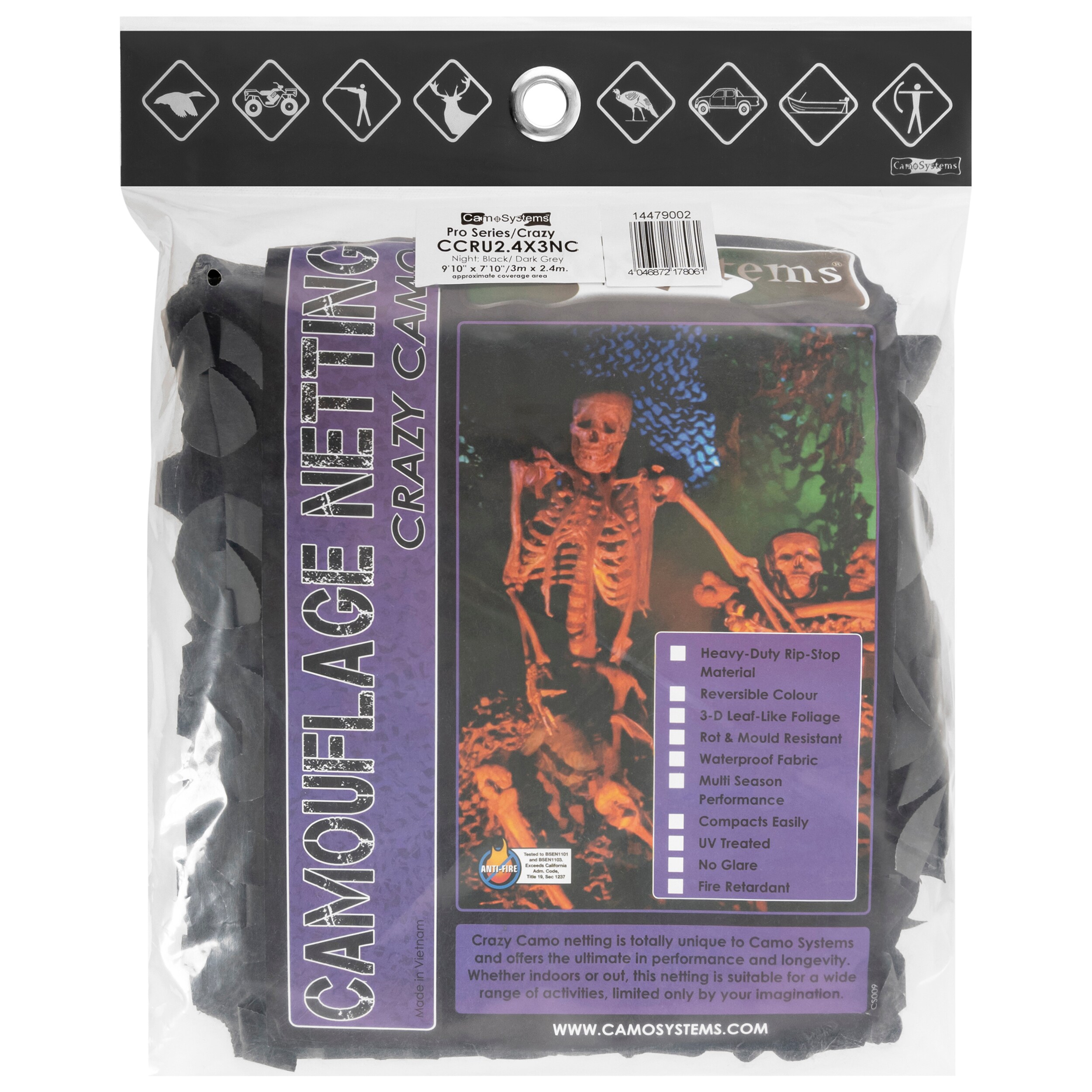 Plasă de camuflaj Mil-Tec CamoSystems Crazy Camo 2,4 x 3 - Black