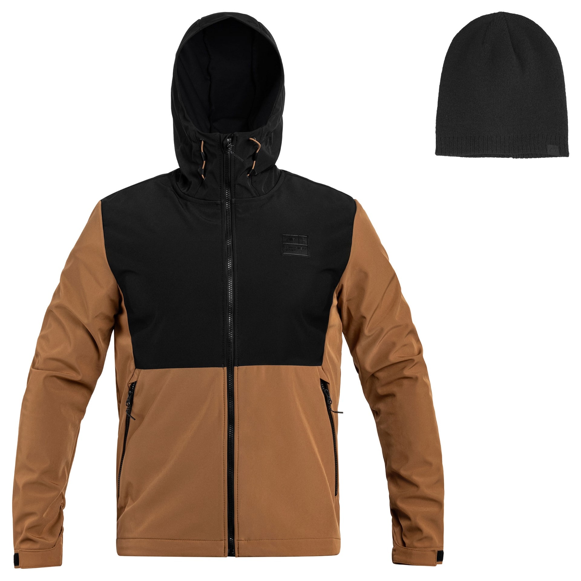 Geacă 4F Softshell TSOFM155 - Maro + căciulă - set