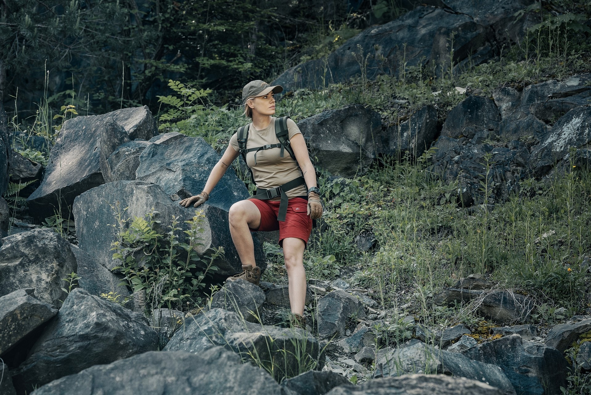 Pantaloni scurți de damă Helikon-Tex OTP Nylon 8.5” - Crimson Sky/Black