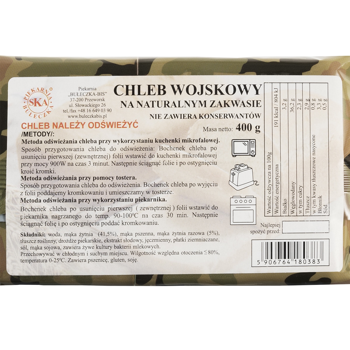 Pâine de armată făcută cu ferment natural, termen de valabilitate 24 de luni - 400 g