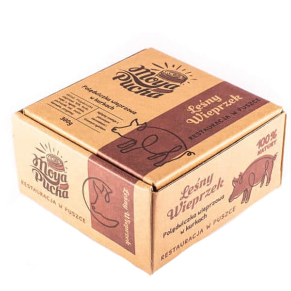 Conservă alimentară Moya Pucha „Leśny Wieprzek” - File de porc în chanterelles 300 g