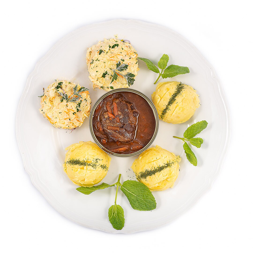 Conservă alimentară Moya Pucha „Pocałuj Woła” - Obrăjori de vită în sos propriu 300 g