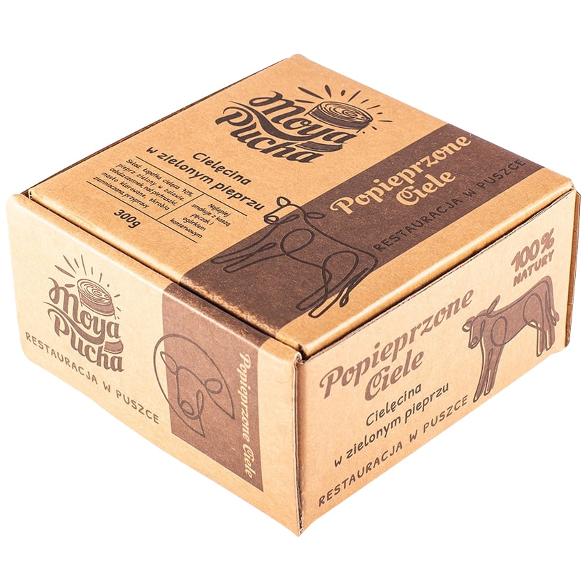 Conservă alimentară Moya Pucha „Popieprzone Cielę” - Vițel în piper verde 300 g