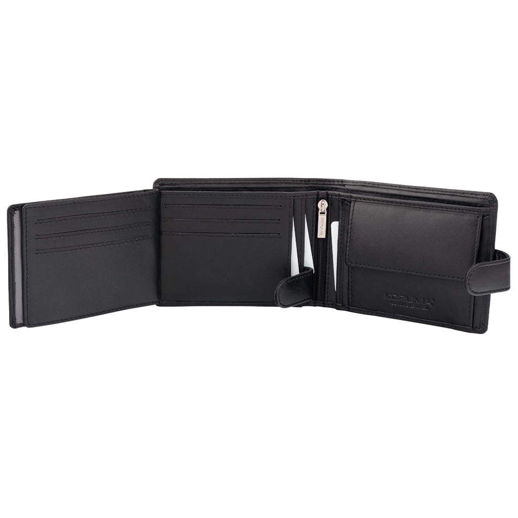 Portofel Koruma Smart RFID Block pentru carduri și monede - Negru cu închizătoare