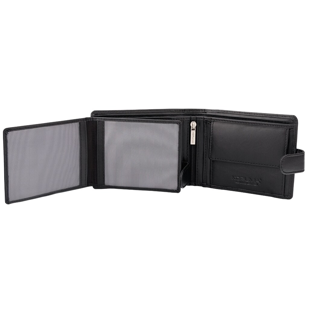 Portofel Koruma Smart RFID Block pentru carduri și monede - Negru cu închizătoare