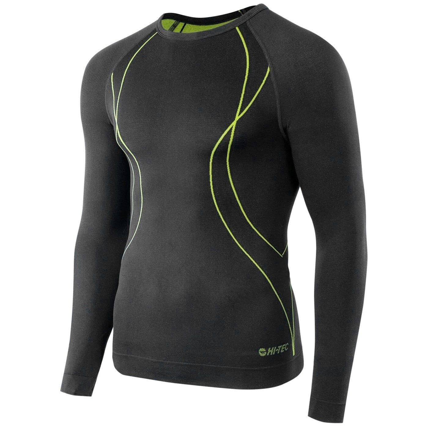 Bluză termoactivă Hi-Tec Ikar Top Long Sleeve - Black/Lime Punch