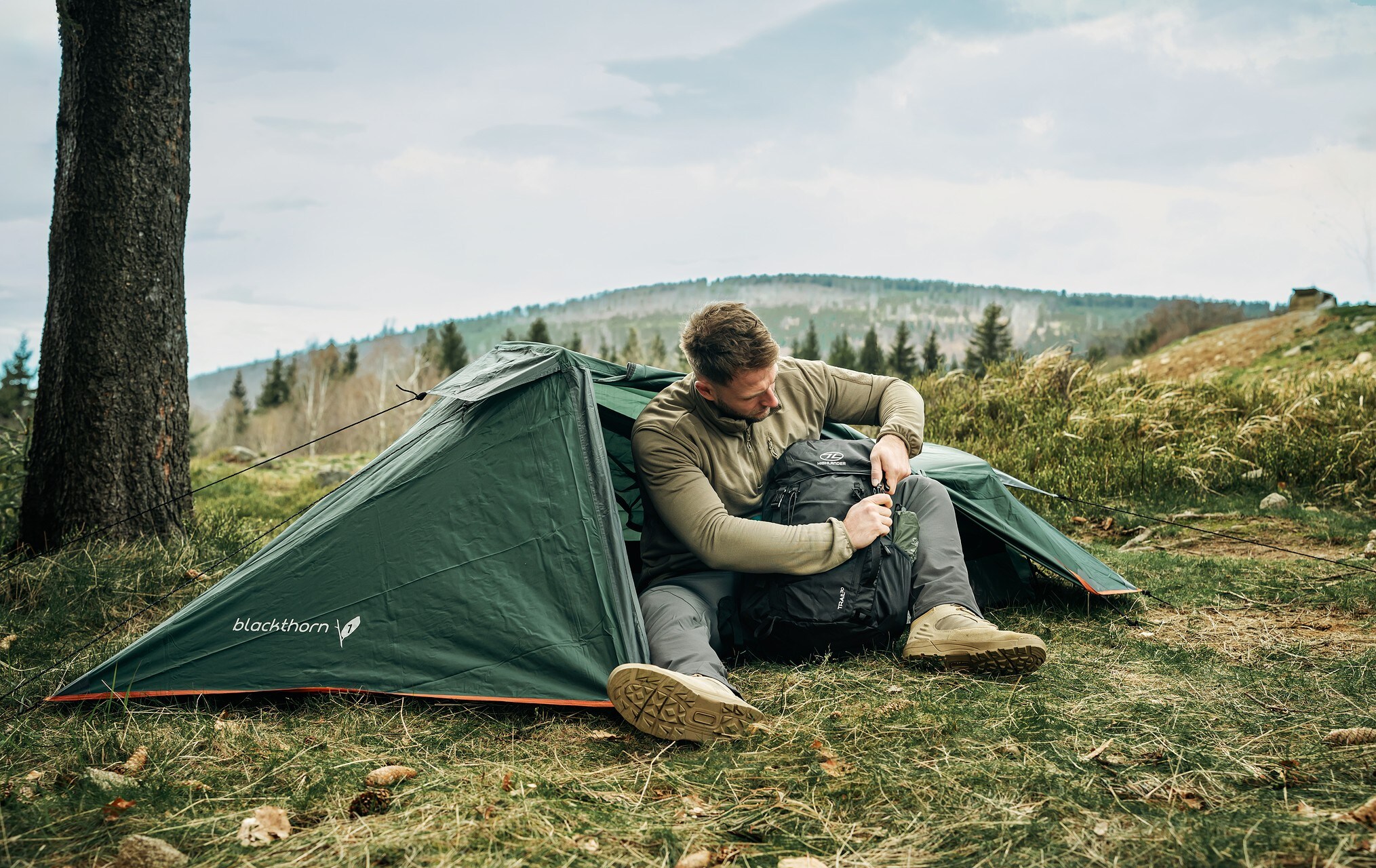 Cort pentru 1 persoană Highlander Forces Blackthorn - Hunter Green