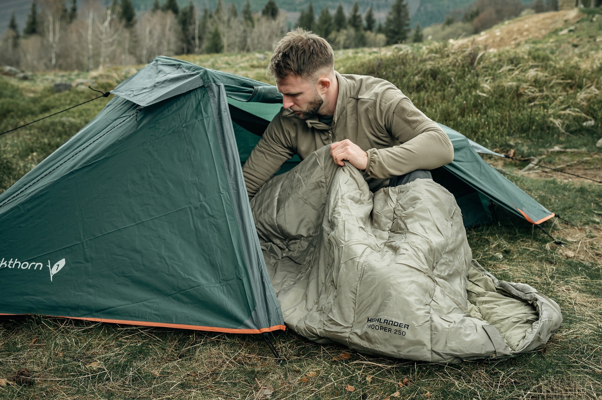 Sac de dormit Highlander Forces Trooper 250 Ranger Green - dreapta