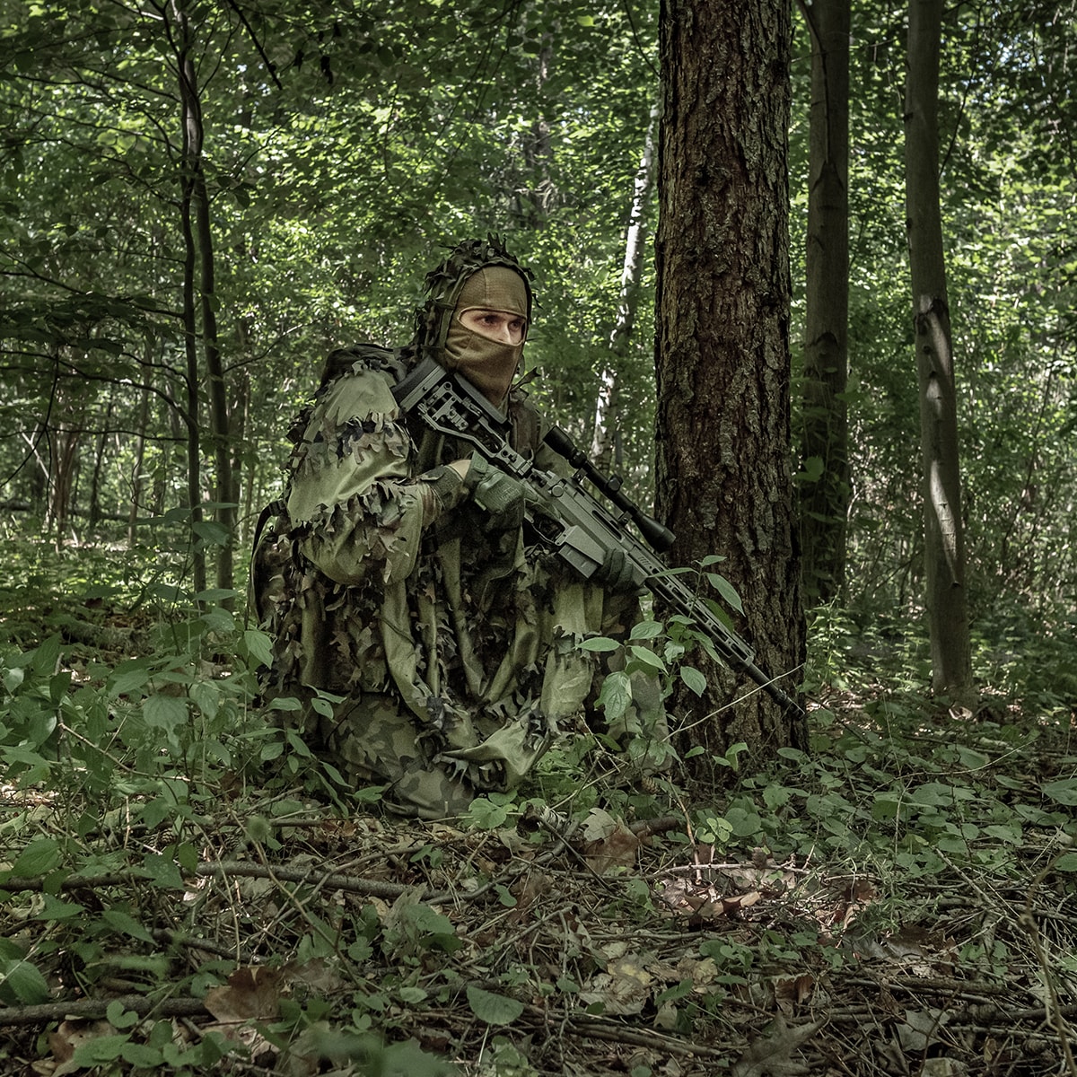 Costum de camuflaj Helikon Leaf Ghillie - US Woodland