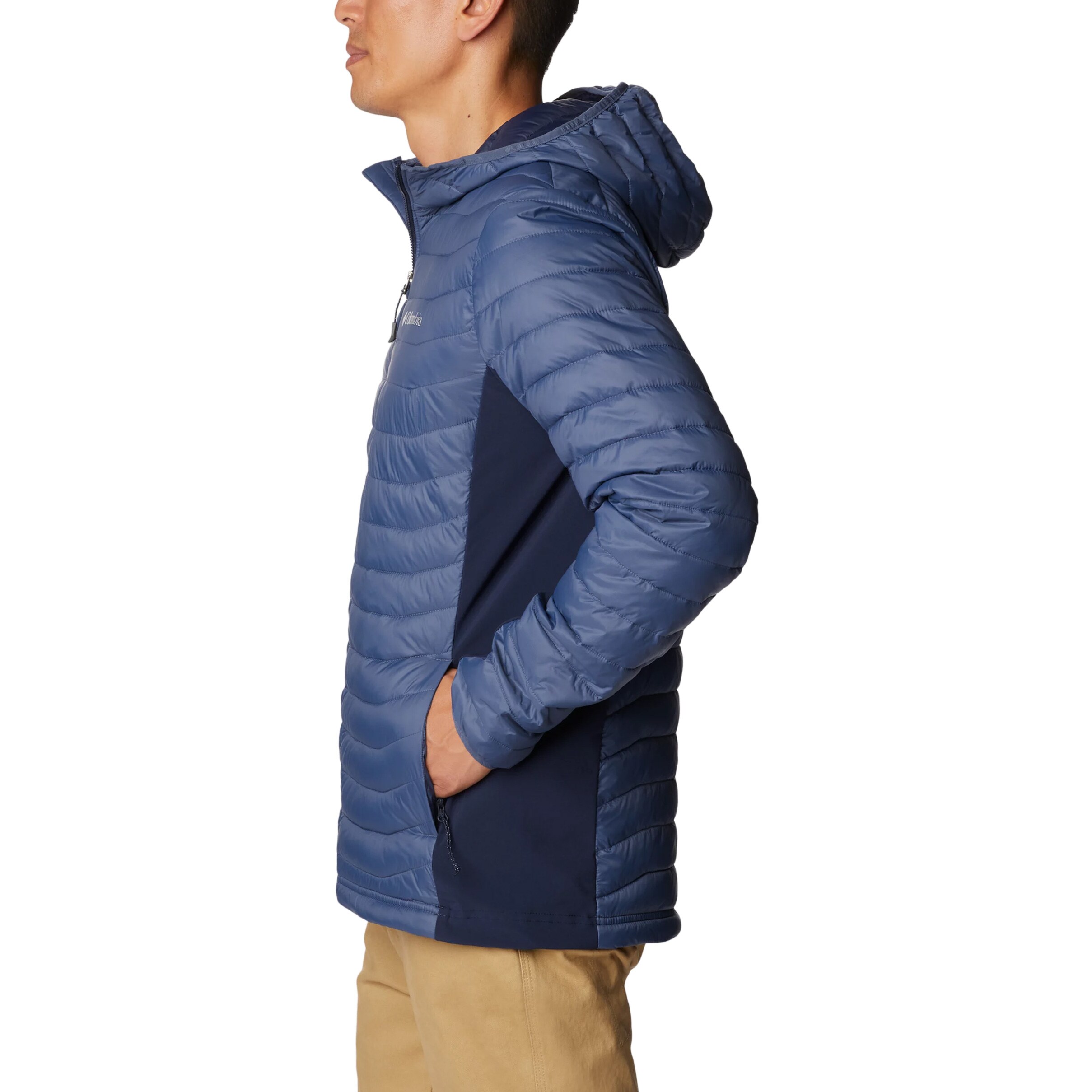 Geacă Columbia Powder Pass Hooded Hybrid Down Jacket - Dark Mountain/Collegiate Navy