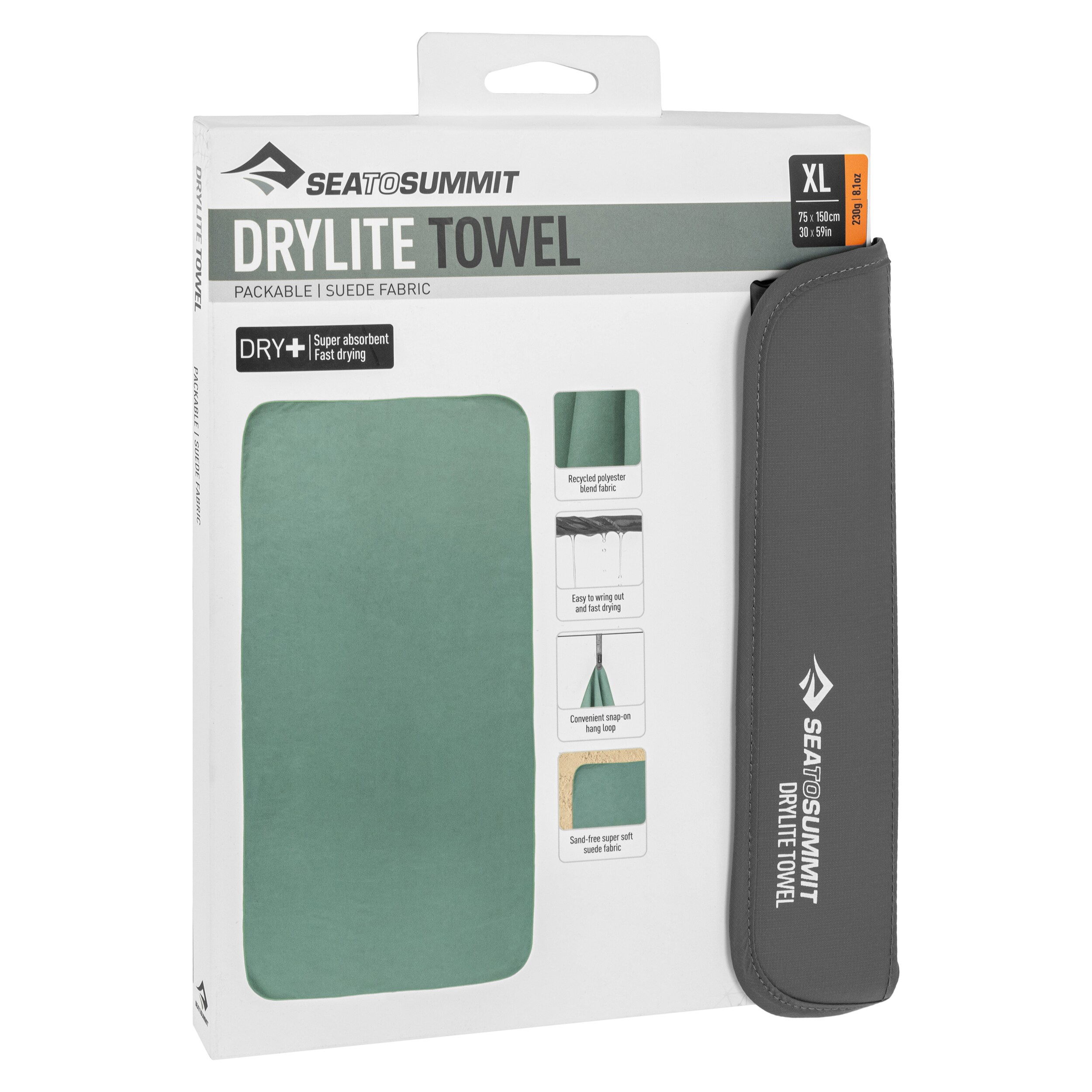 Prosop cu uscare rapidă Sea To Summit Drylite Towel XL 75 x 150 cm - Sage Green