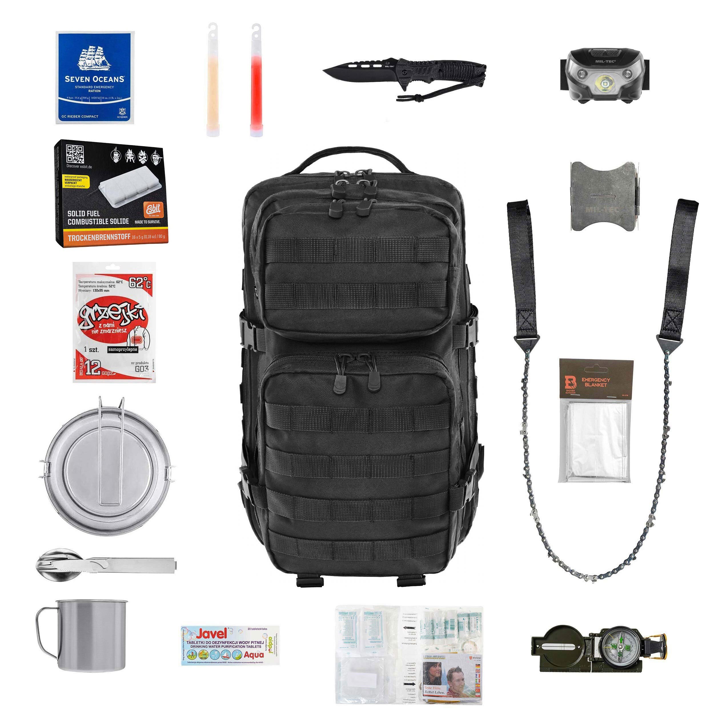 Rucsac de evacuare Brandit US Cooper 40 l Black Medium - cu echipament