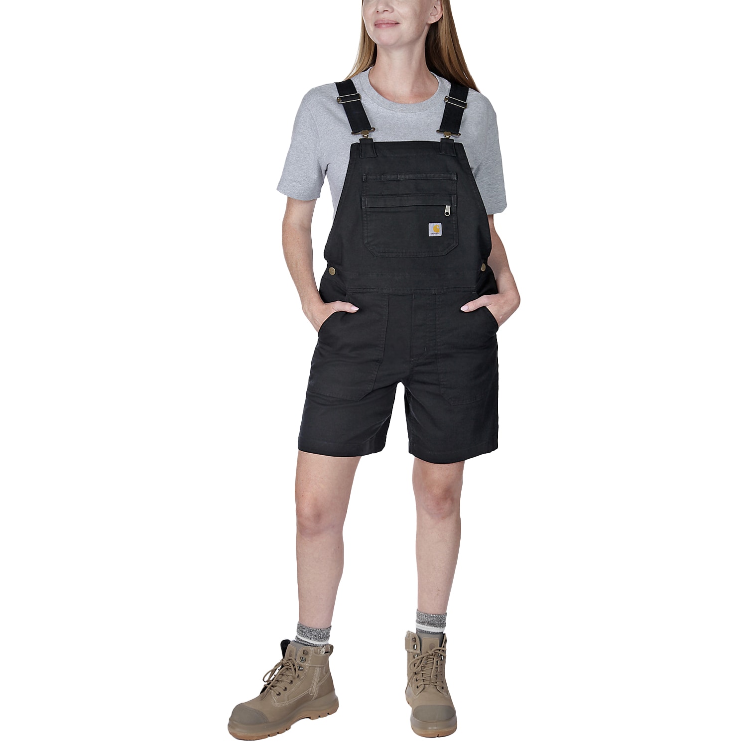 Salopetă scurtă de damă  Carhartt Rugged Flex Canvas Shortall - Black