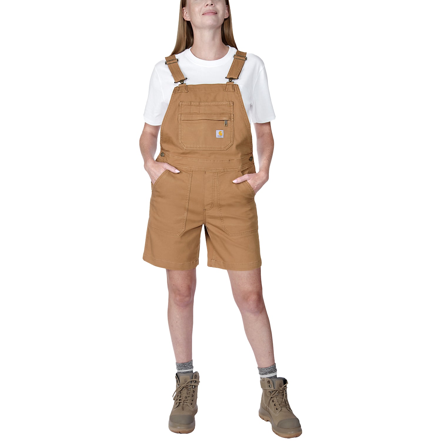 Salopetă scurtă de damă Carhartt Rugged Flex Canvas Shortall - Brown