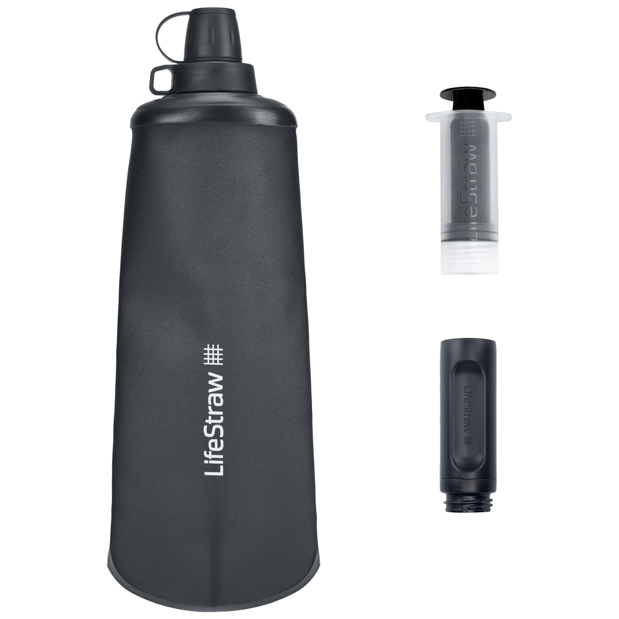 Sticlă de apă pliabilă cu filtru LifeStraw Peak Squeeze 1 l - Dark Gray
