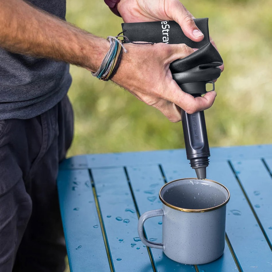 Sticlă de apă pliabilă cu filtru LifeStraw Peak Squeeze 1 l - Dark Gray