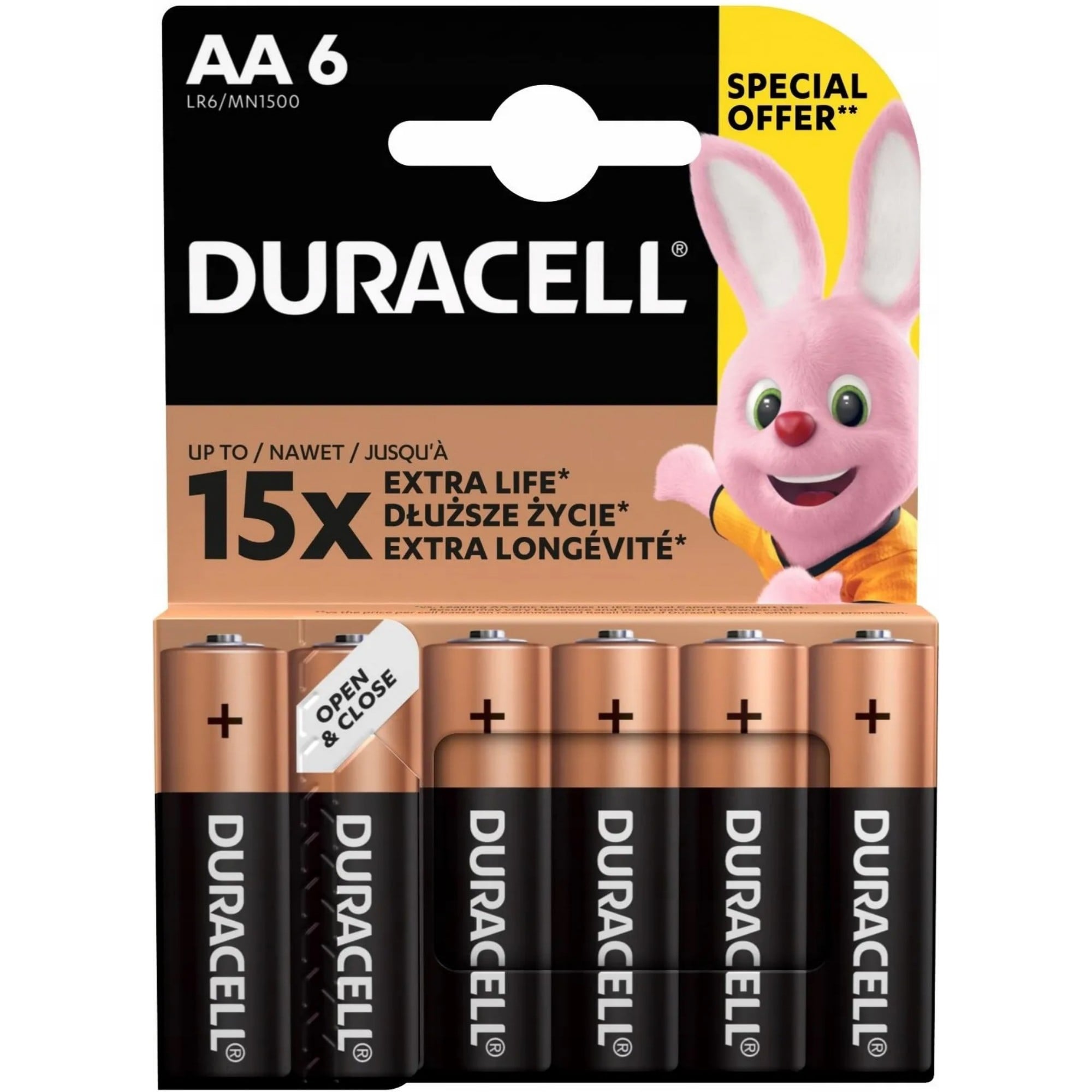 Baterie alcalină 1,5 V Duracell LR6/AA - 6 buc.
