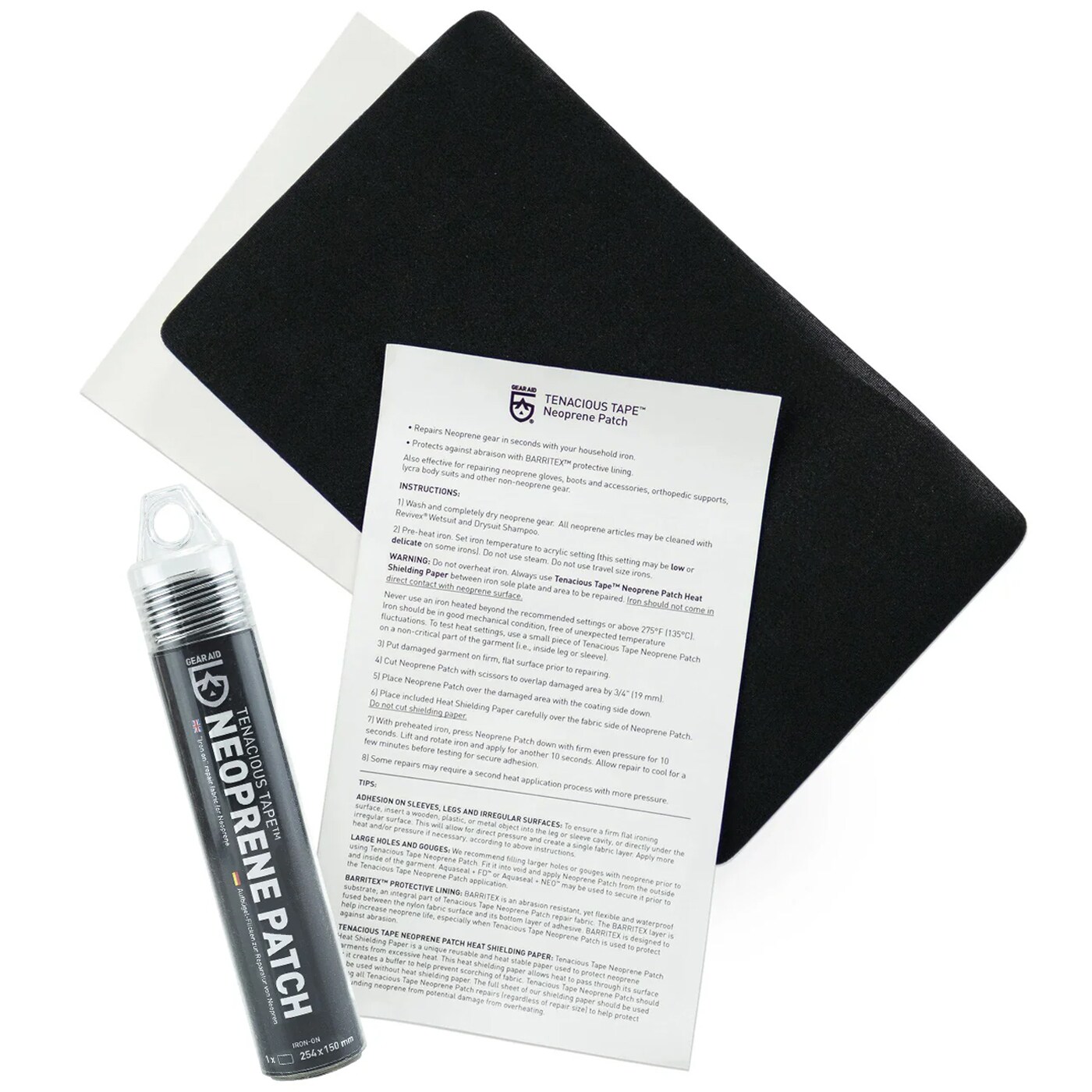 Bandă pentru reparații urgente Gear Aid Tenacious Iron-On Tape Neoprene Patch - Black