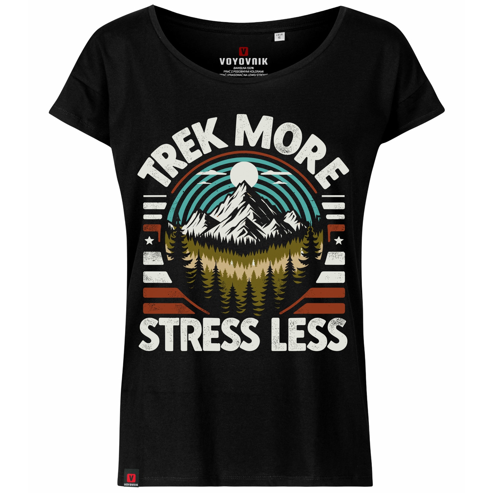 Tricou de damă Voyovnik Trek More, Stress Less - Black