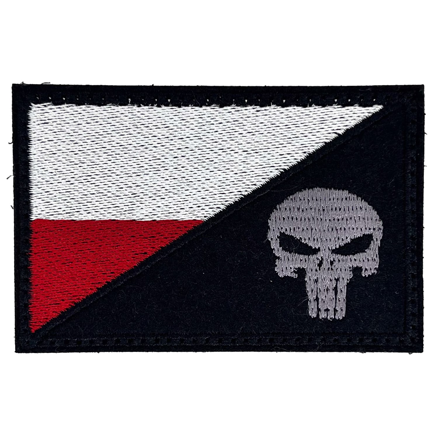 Patch - emblemă Steagul Poloniei - Punisher 75 x 45 mm