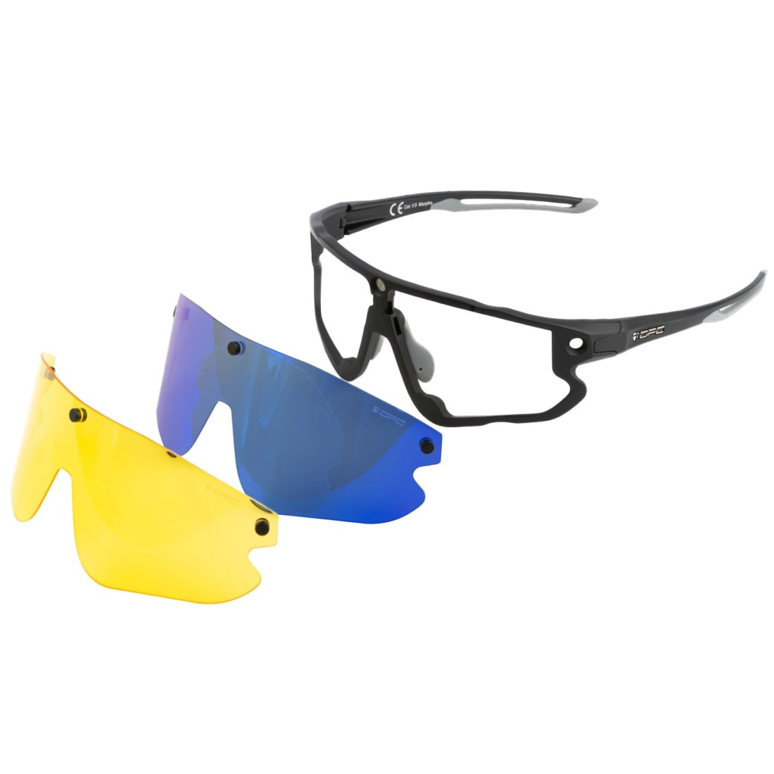 Ochelari de soare OPC All Round Morpho REVO - Matt Black/Blue/Yellow Set