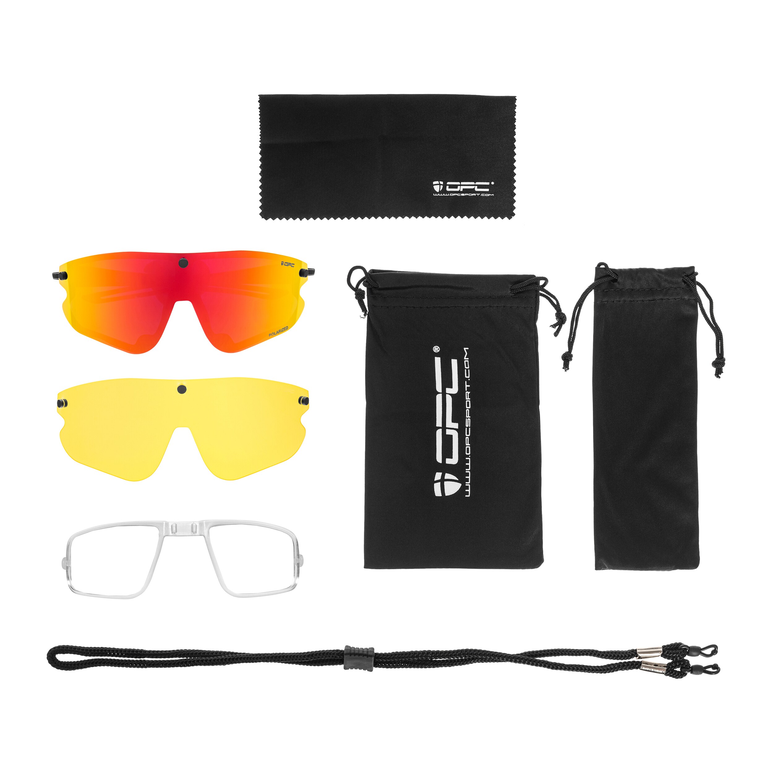 Ochelari de soare OPC All Round Morpho - Matt Black/Red/Yellow Set